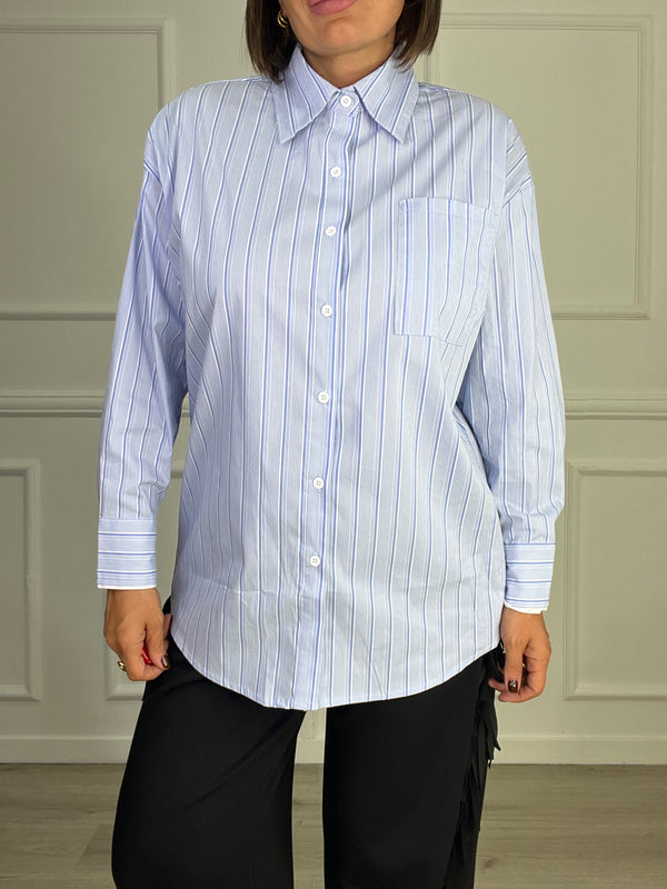 Camicia Over A Righe Celesti