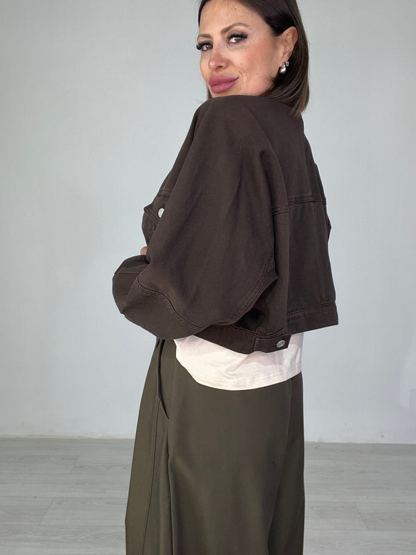 Giubbotto Crop Brown