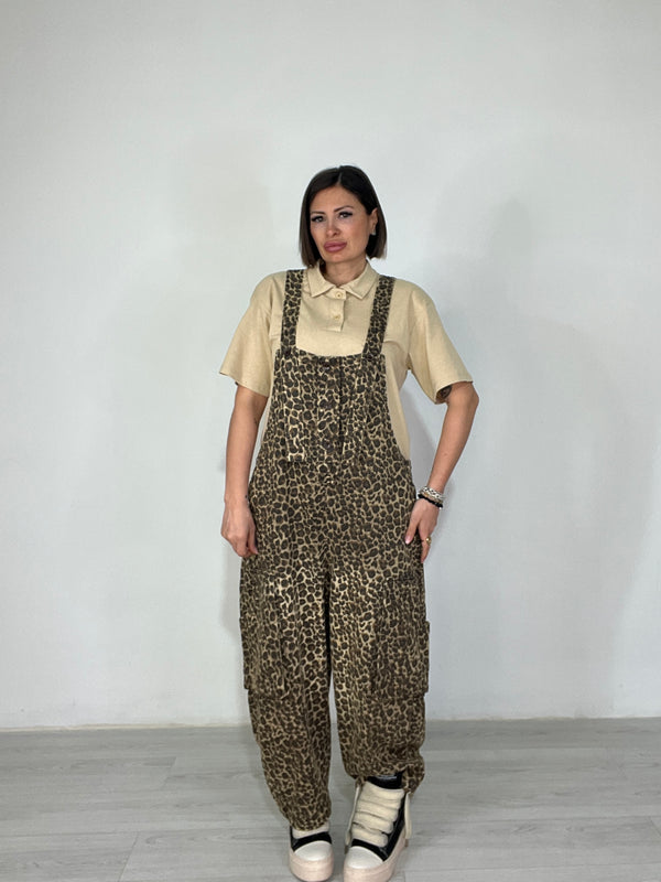 Salopette Denim Leopard