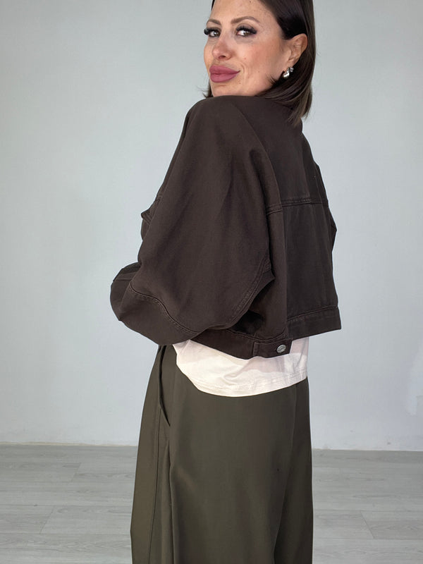 Giubbotto Crop Brown