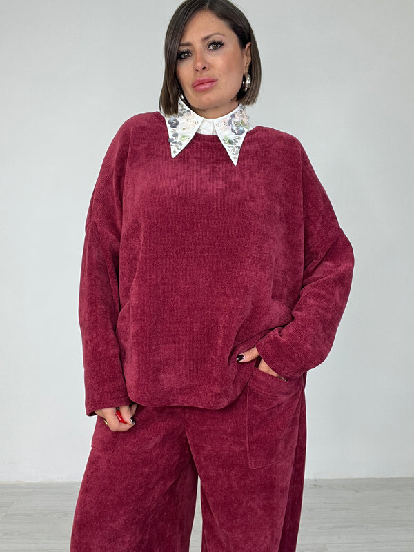 Collo camicia paillettes