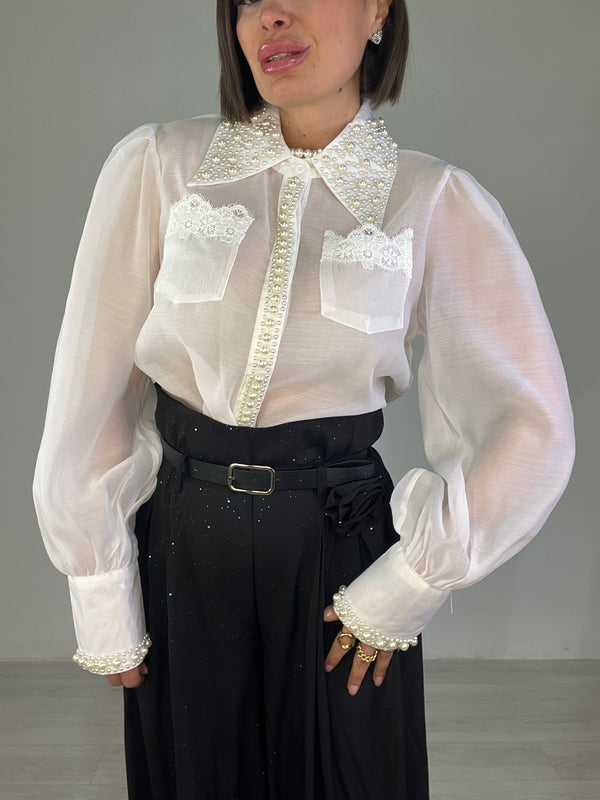 Camicia Velata Perle