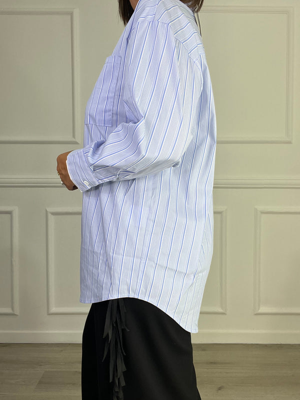 Camicia Over A Righe Celesti