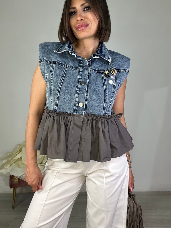 Gilet Denim Girly (PREORDINE 10gg LAVORATIVI)