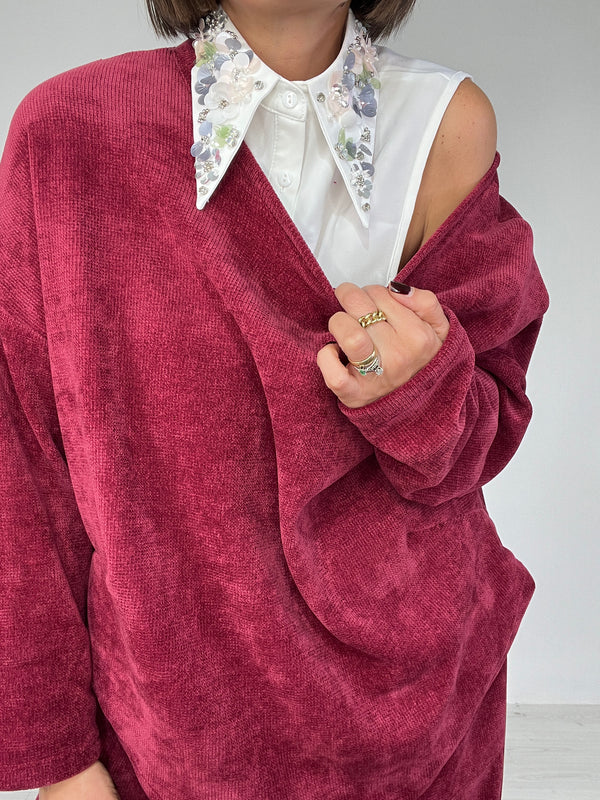 Collo camicia paillettes