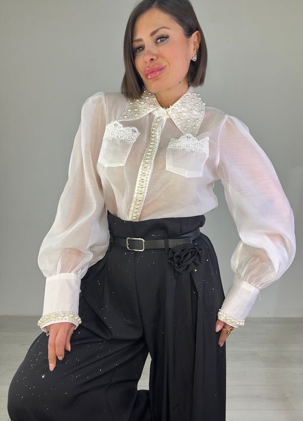 Camicia Velata Perle