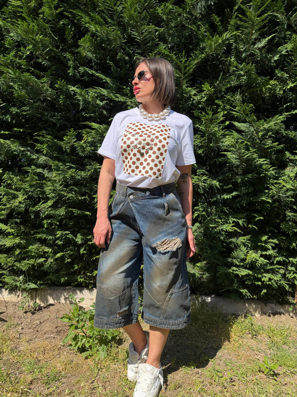 T-shirt brown polka