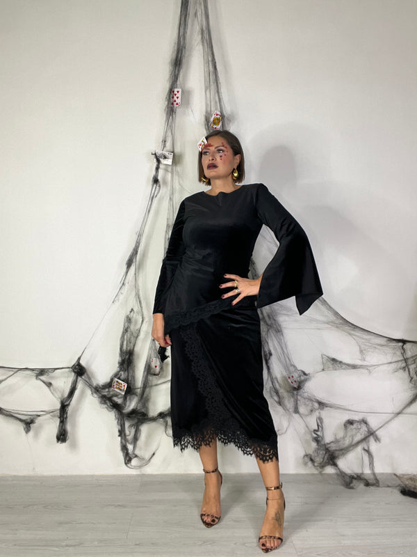 Coordinato In Velluto e Pizzo