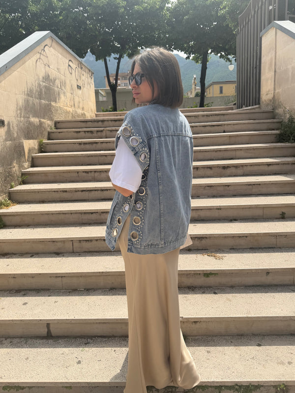 Gilet denim rock stile