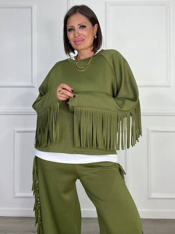 Coordinato Felpa Con Frange