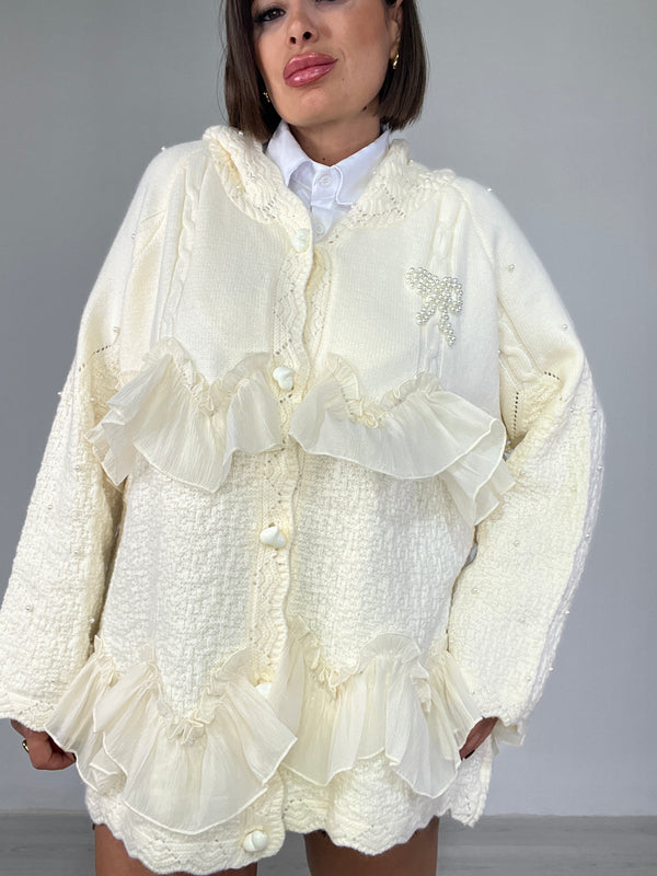 Cardigan Pearl Ruffle