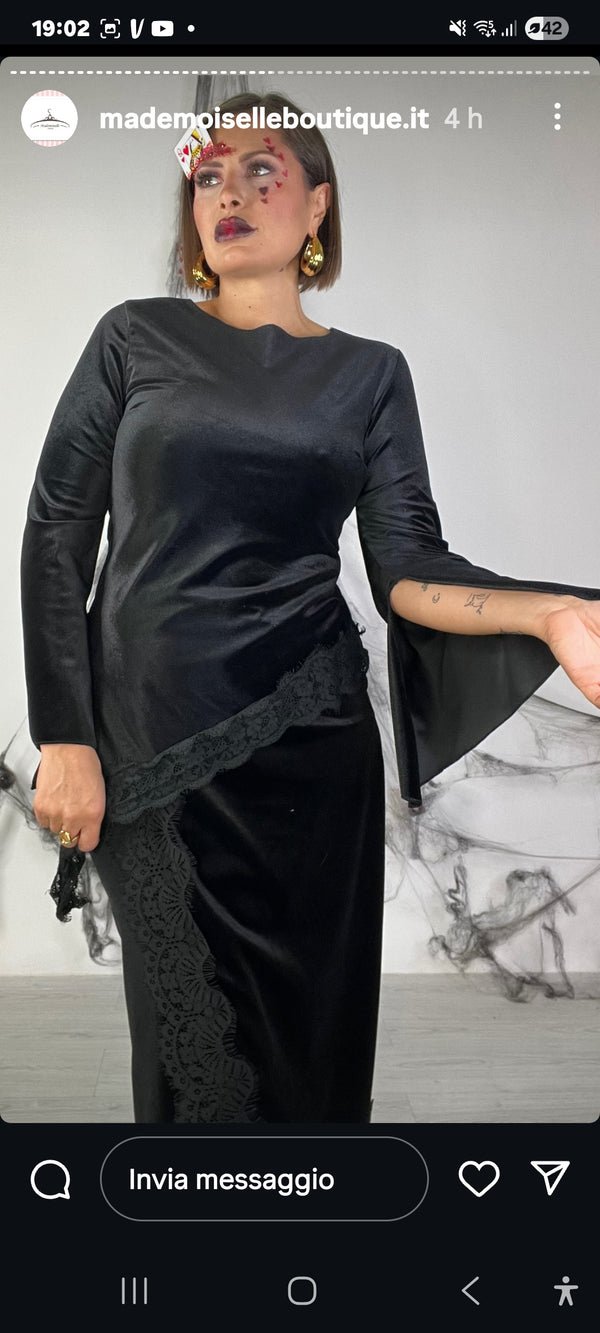 Coordinato In Velluto e Pizzo