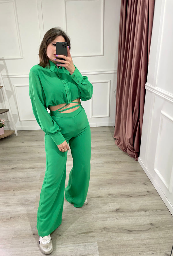 Coordinato Camicia Crop e PantaPalazzo