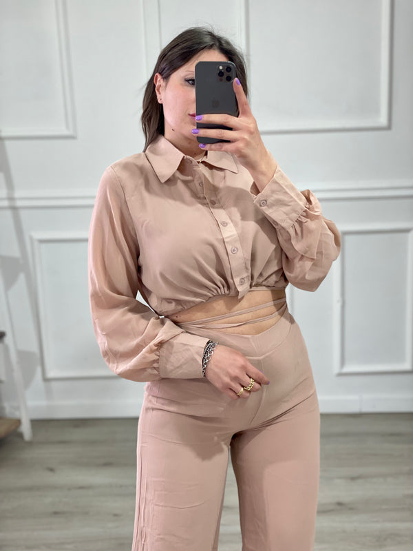Coordinato Camicia Crop e PantaPalazzo