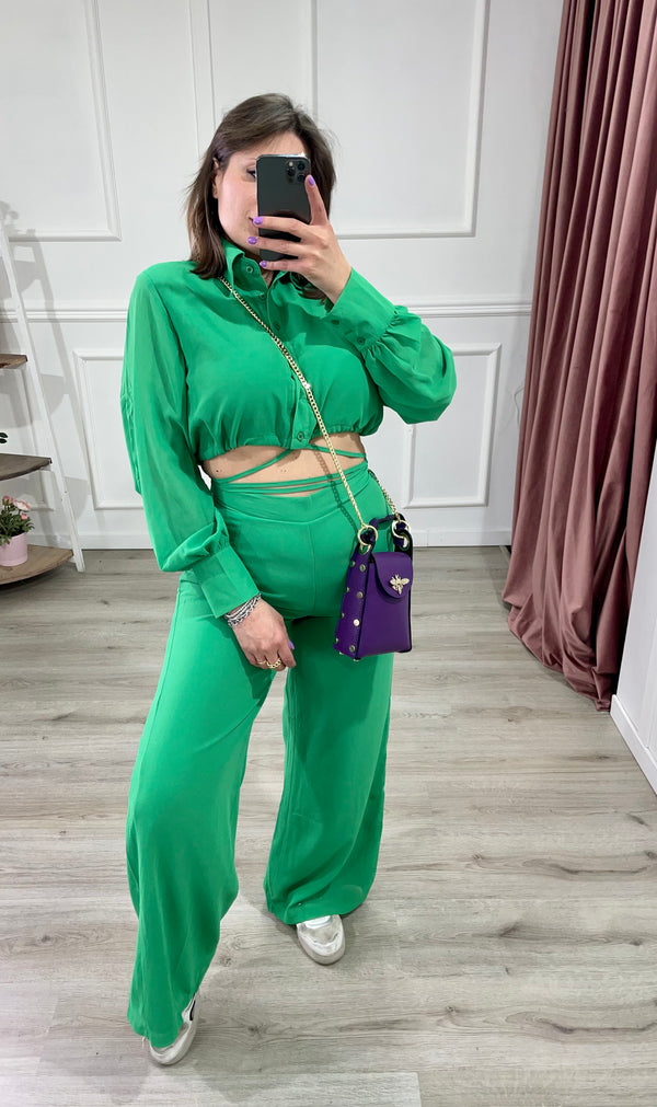 Coordinato Camicia Crop e PantaPalazzo