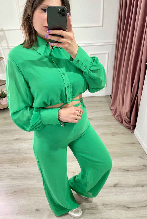 Coordinato Camicia Crop e PantaPalazzo